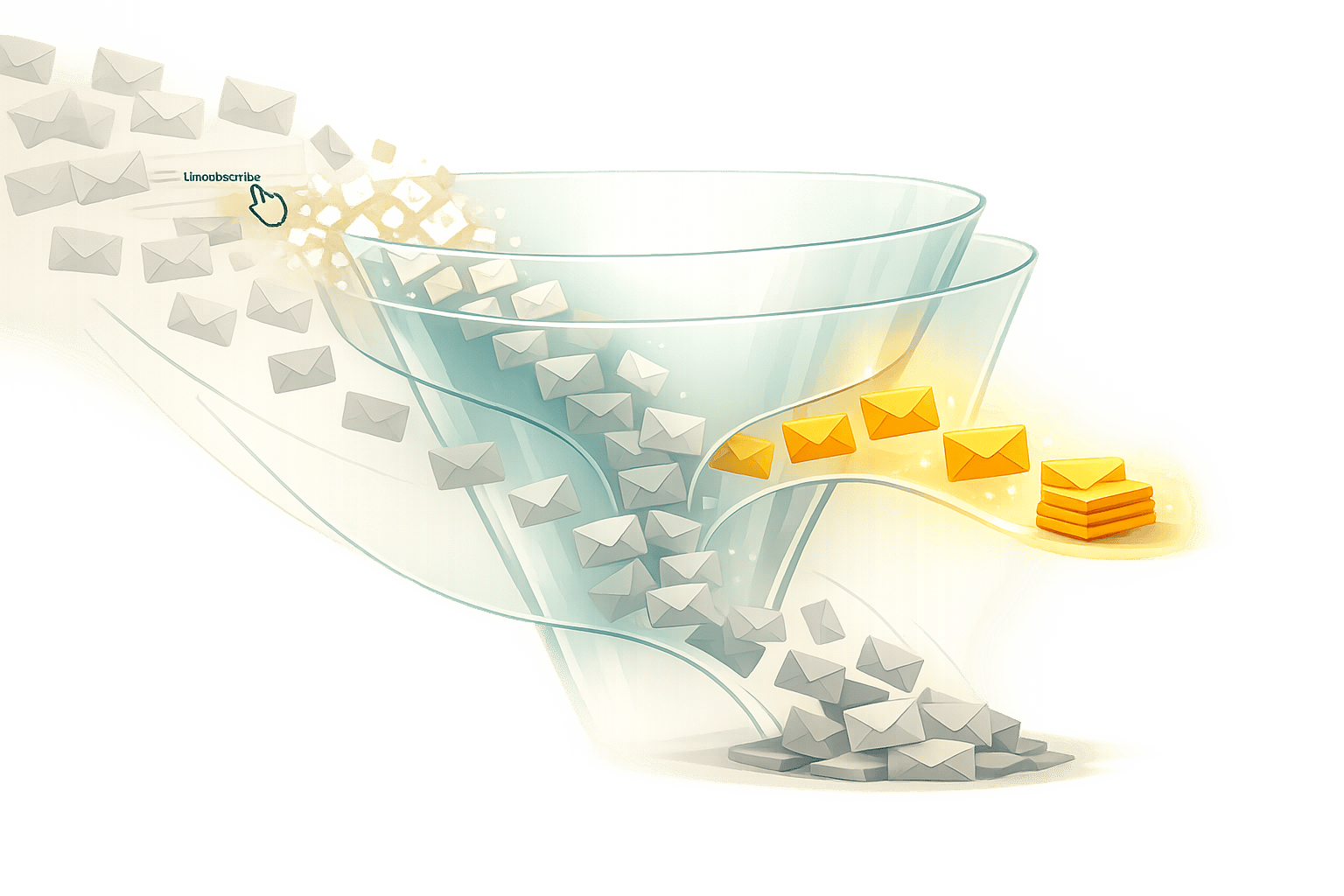 Clicking unsubscribe can confirm your address and invite more spam; use automated cleanup that deletes nonessential mail and protects important messages.